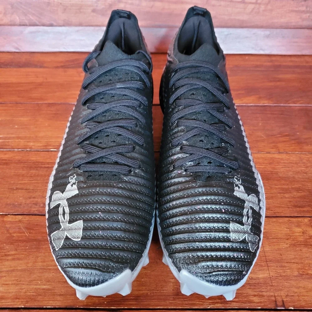 Under Armour Blur Pro Football Cleats Men‎ 10.5 Black Silver HOVR 3028220-003 - Picture 4 of 7